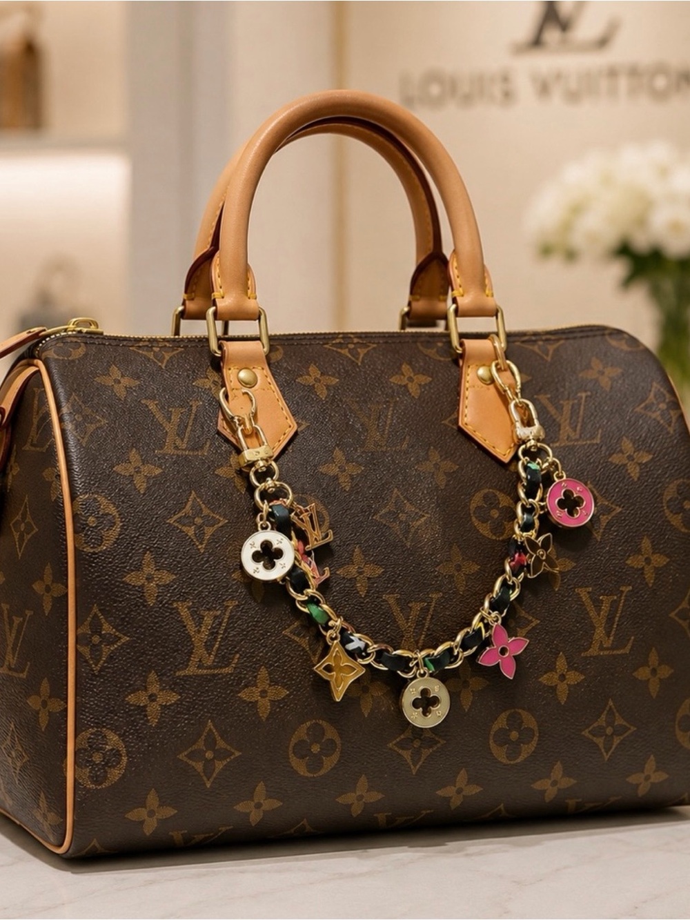 Louis Vuitton Bag Charm Multicolor Flower Charm Chain